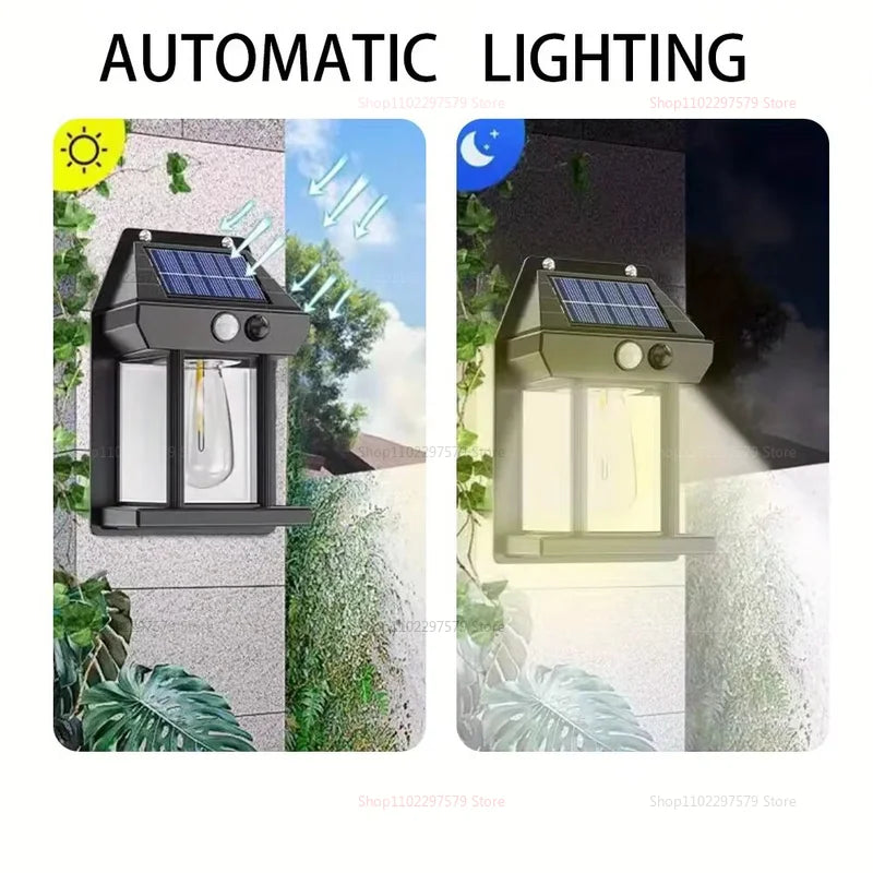 Motion Sensor Solar Wall Lamp – Intelligent Tungsten LED Night Light for Garden & Courtyard
