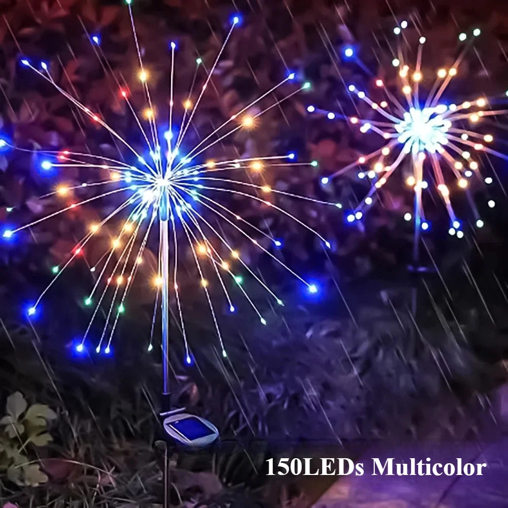 Solar Fireworks LED String Lights – 90/150 LEDs Waterproof Outdoor Decoration
