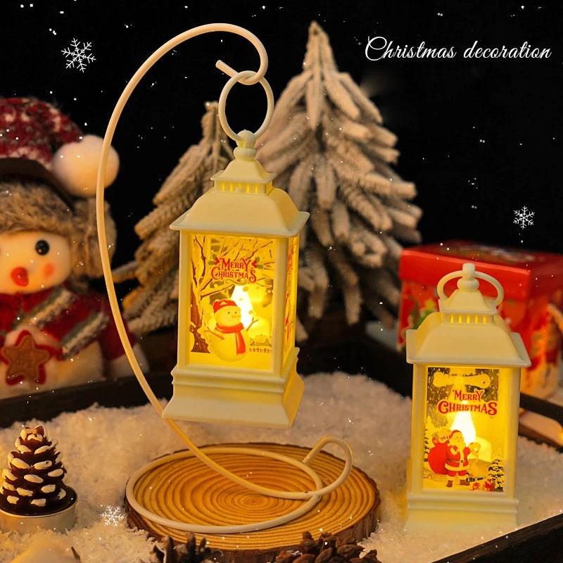 Mini Christmas LED Lanterns – Festive Candle Lights with Santa, Reindeer & Snowman Designs