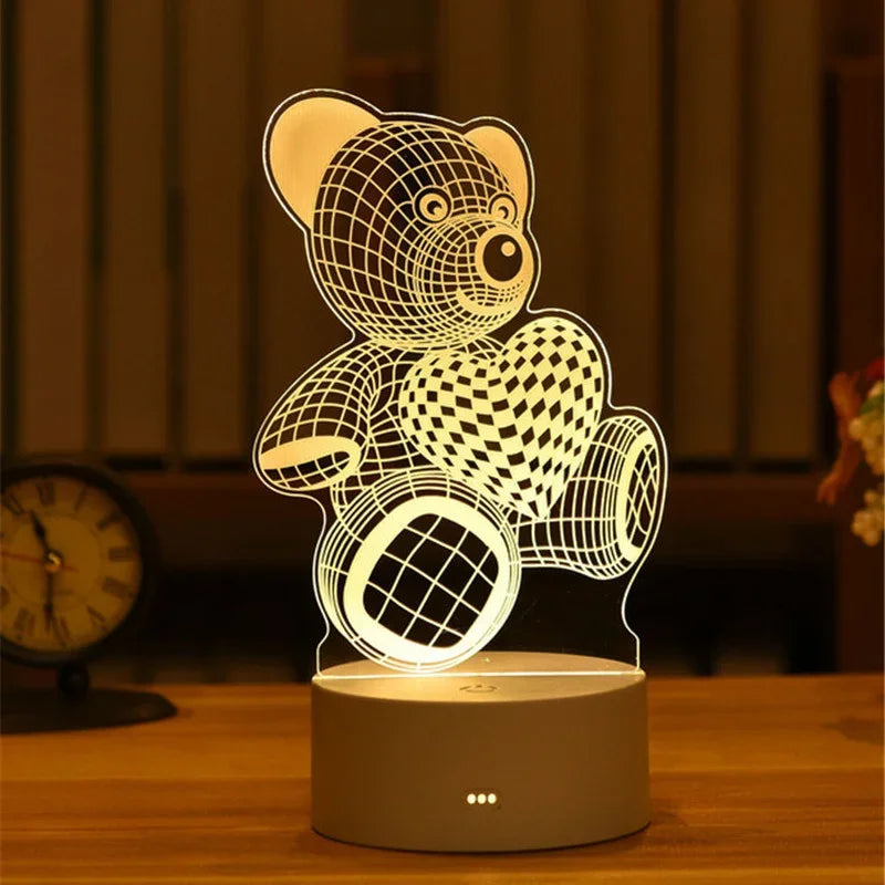 3D Visual Illusion LED Night Light – Creative USB Desk Lamp for Kids