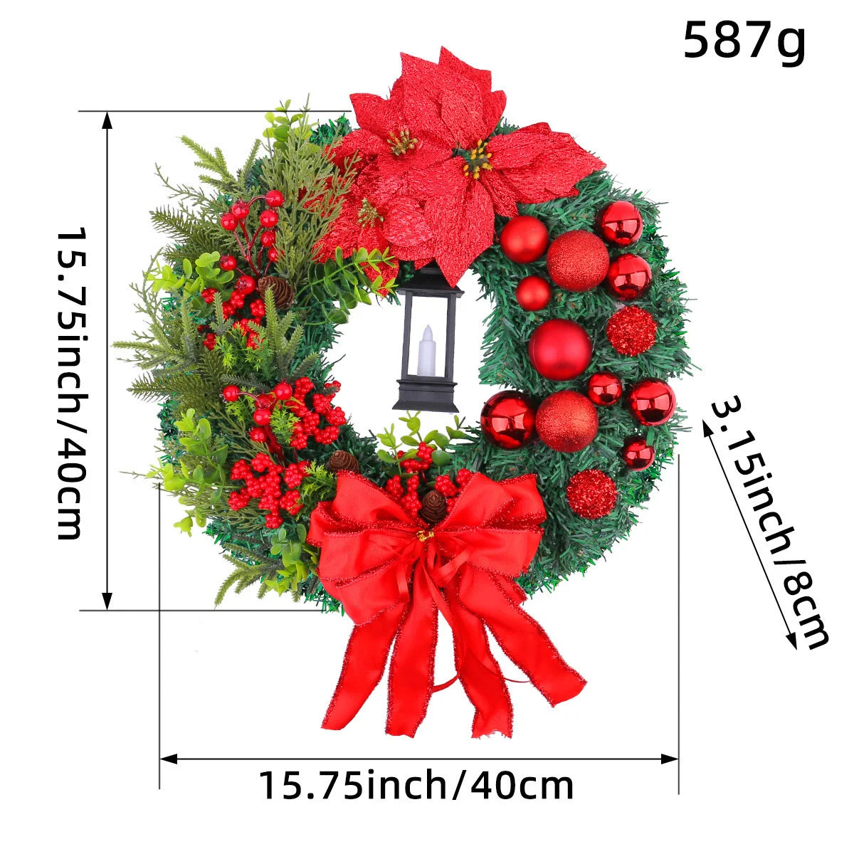 Luxury All-Weather Christmas Wreath – Outdoor Garland for Doors & Walls