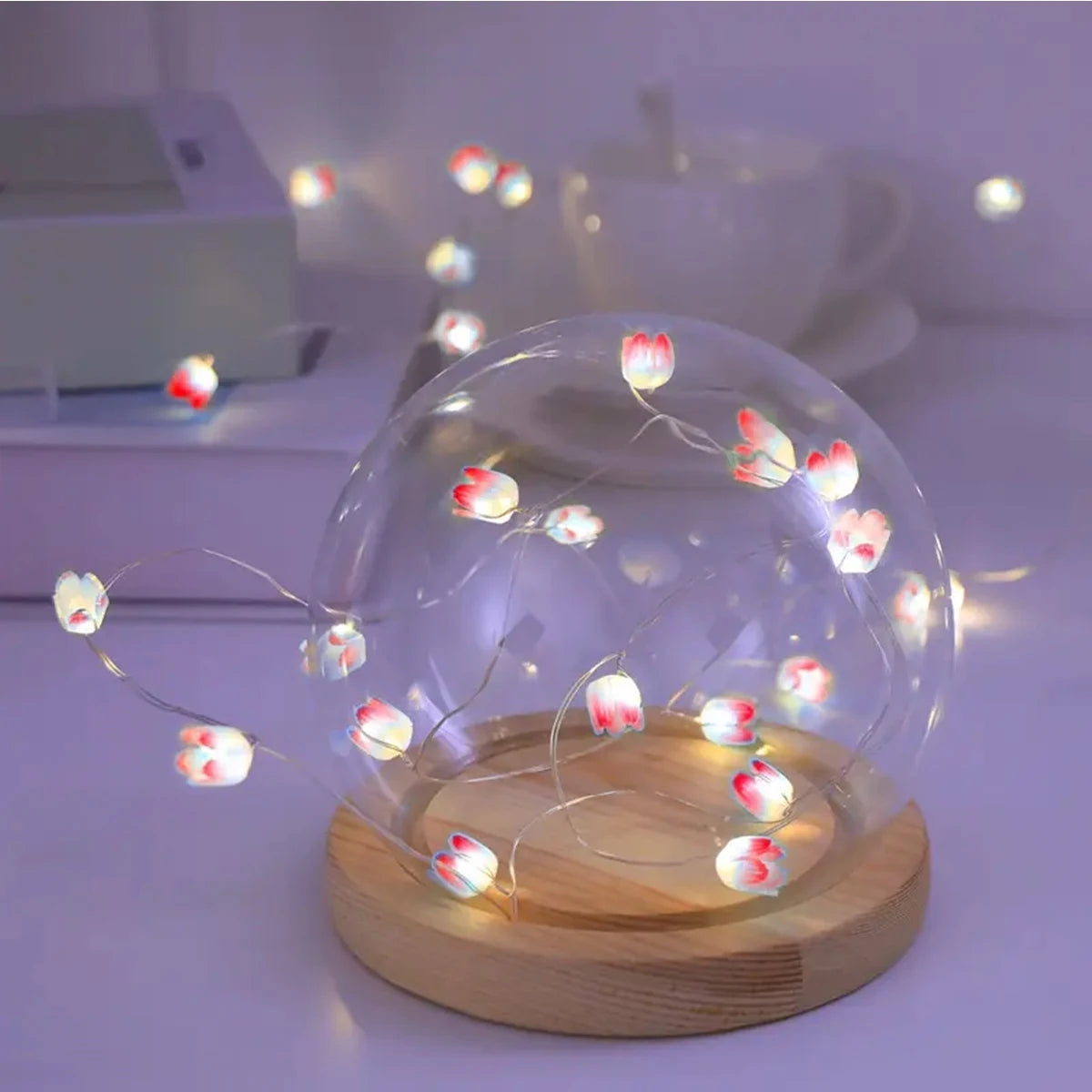 20LED Copper Wire Tulip String Lights – DIY Fairy Decorative Lamp for Home & Party
