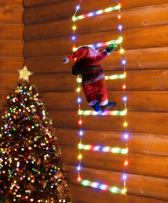 LED Santa Claus Climbing Ladder Lights – 1.5M/3M USB Christmas Decoration