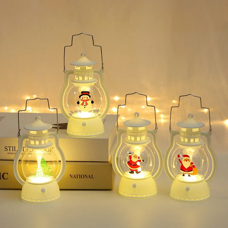 Mini Christmas LED Lanterns – Festive Candle Lights with Santa, Reindeer & Snowman Designs