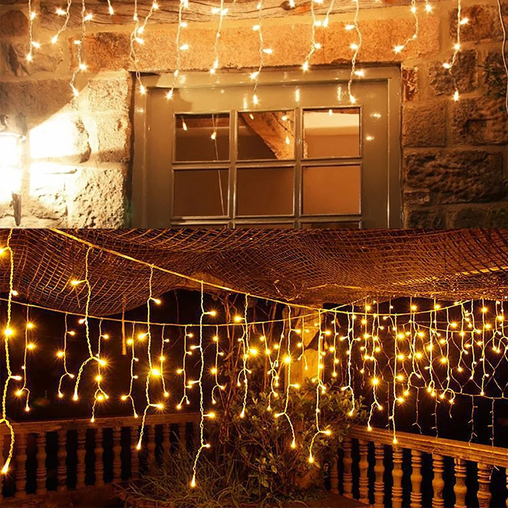 Solar Curtain Icicle Lights – 3.5M Outdoor Fairy String for Garden & Party Decor