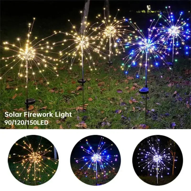 Solar Fireworks LED String Lights – 90/150 LEDs Waterproof Outdoor Decoration