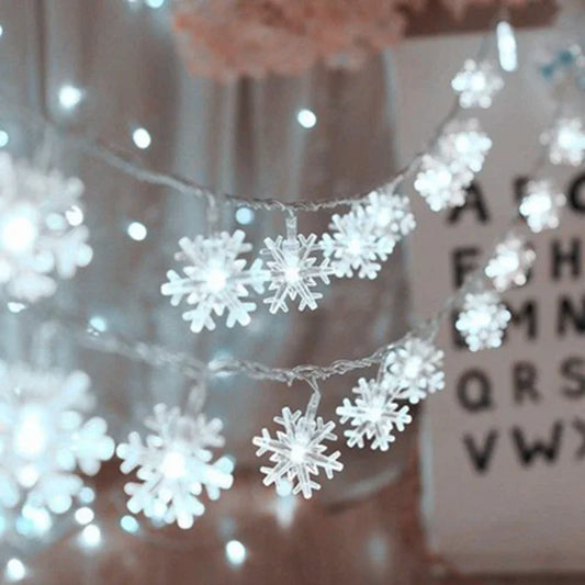Christmas Snowflake LED String Lights – Fairy Garland Decoration for Home & Holidays
