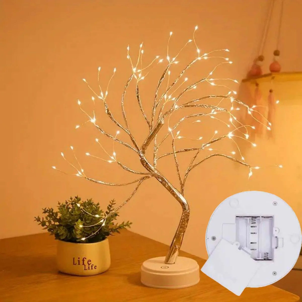 108 LED Warm White Tree Light – USB/Battery Operated Starry Copper String Lamp