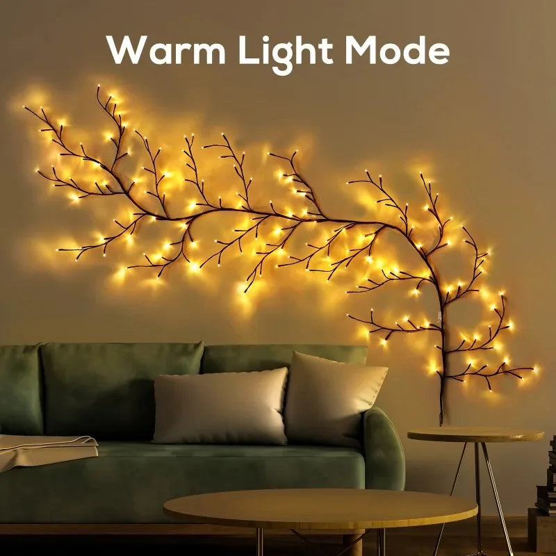 Rattan Branch USB LED Lights – 8 Mode DIY Wall Decoration for Holidays & Weddings