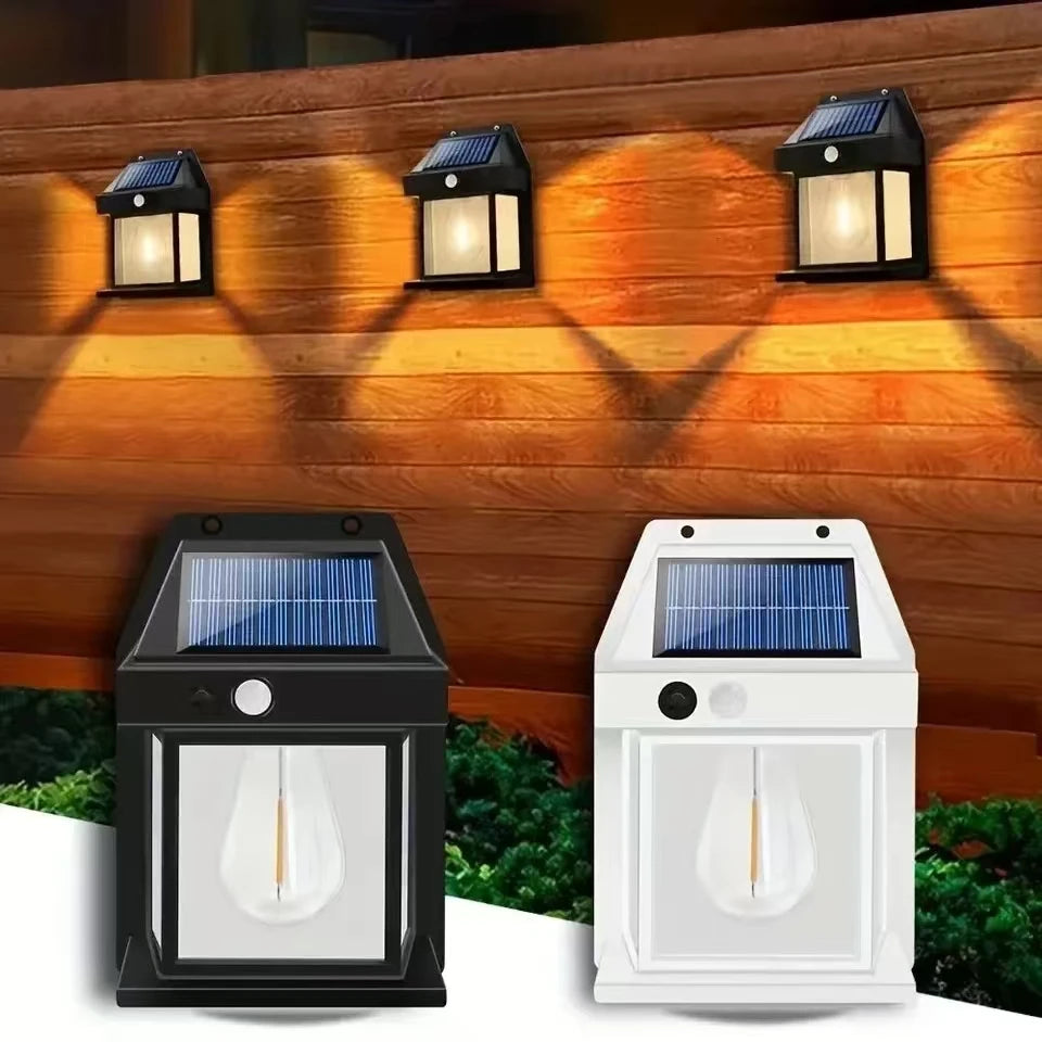 Motion Sensor Solar Wall Lamp – Intelligent Tungsten LED Night Light for Garden & Courtyard