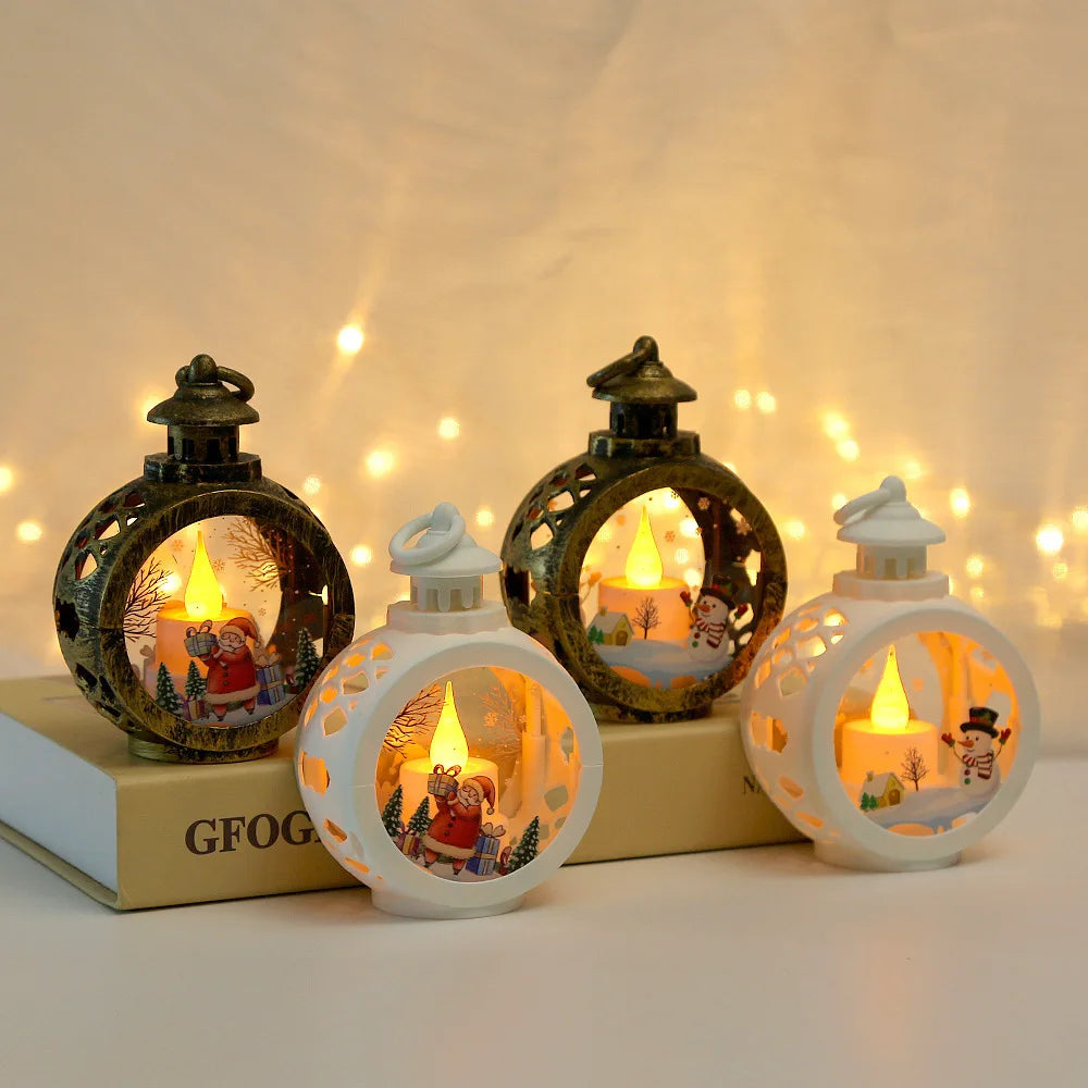 Mini Christmas LED Lanterns – Festive Candle Lights with Santa, Reindeer & Snowman Designs
