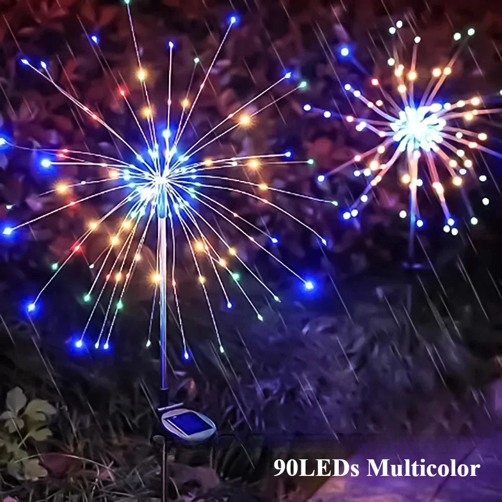 Solar Fireworks LED String Lights – 90/150 LEDs Waterproof Outdoor Decoration