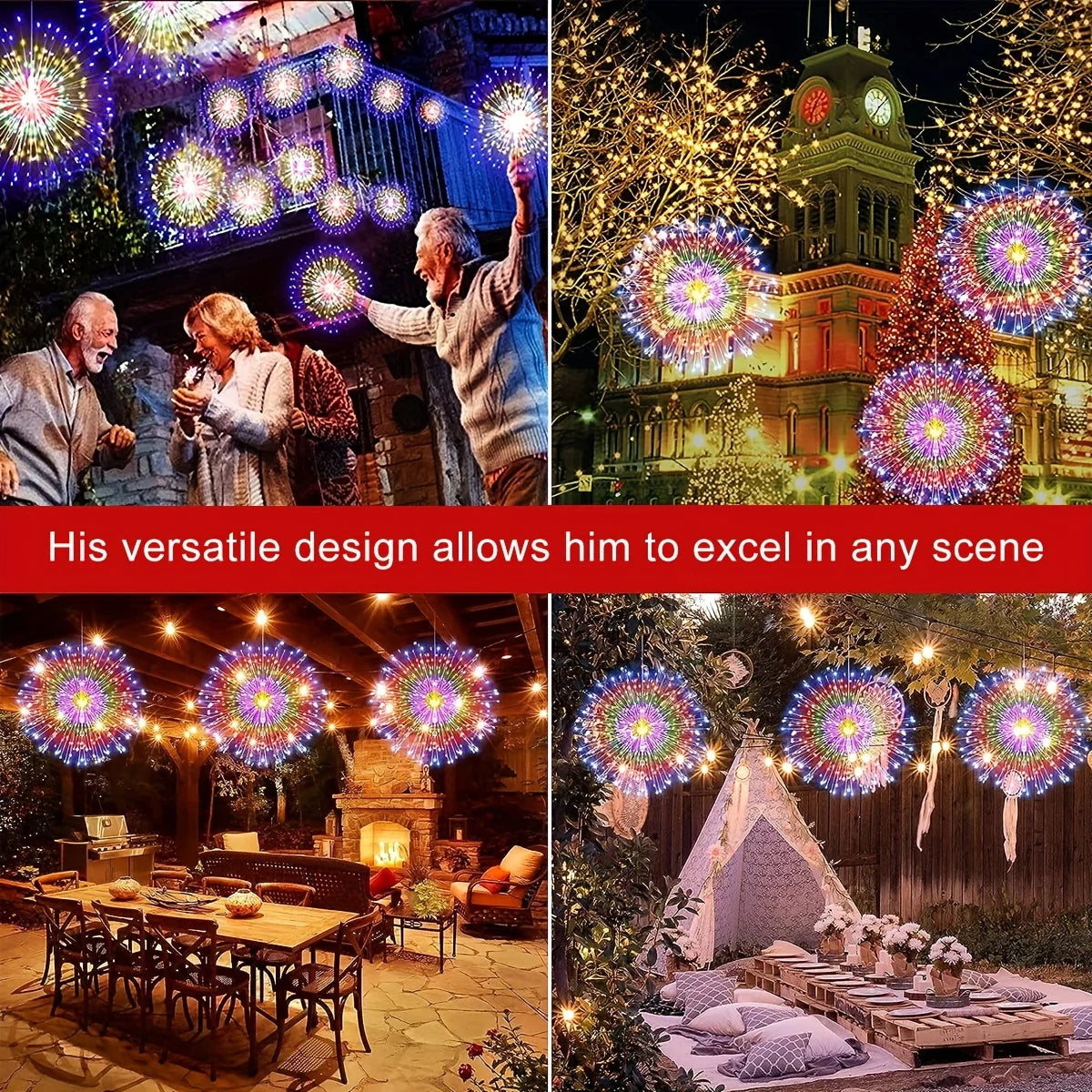 Solar Hanging Firework Lights – 4/5PCS Waterproof Outdoor Fairy Lights