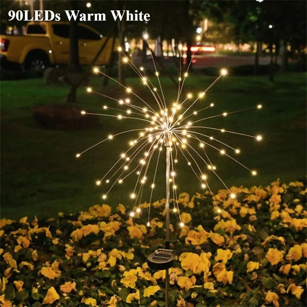 Solar Fireworks LED String Lights – 90/150 LEDs Waterproof Outdoor Decoration