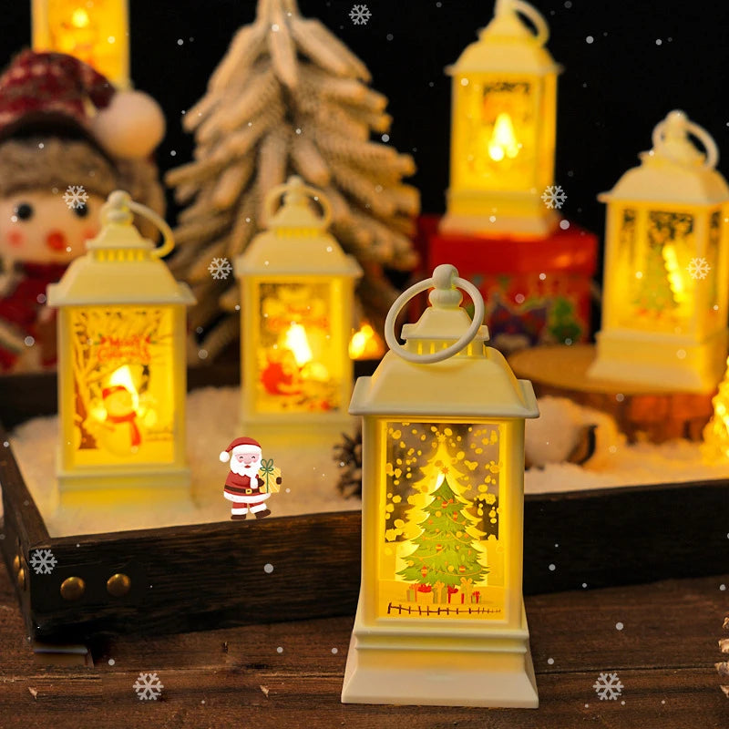 Mini Christmas LED Lanterns – Festive Candle Lights with Santa, Reindeer & Snowman Designs