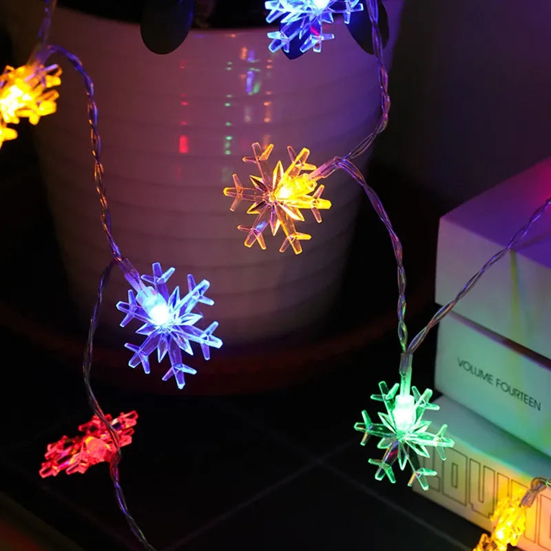 Christmas Snowflake LED String Lights – Fairy Garland Decoration for Home & Holidays