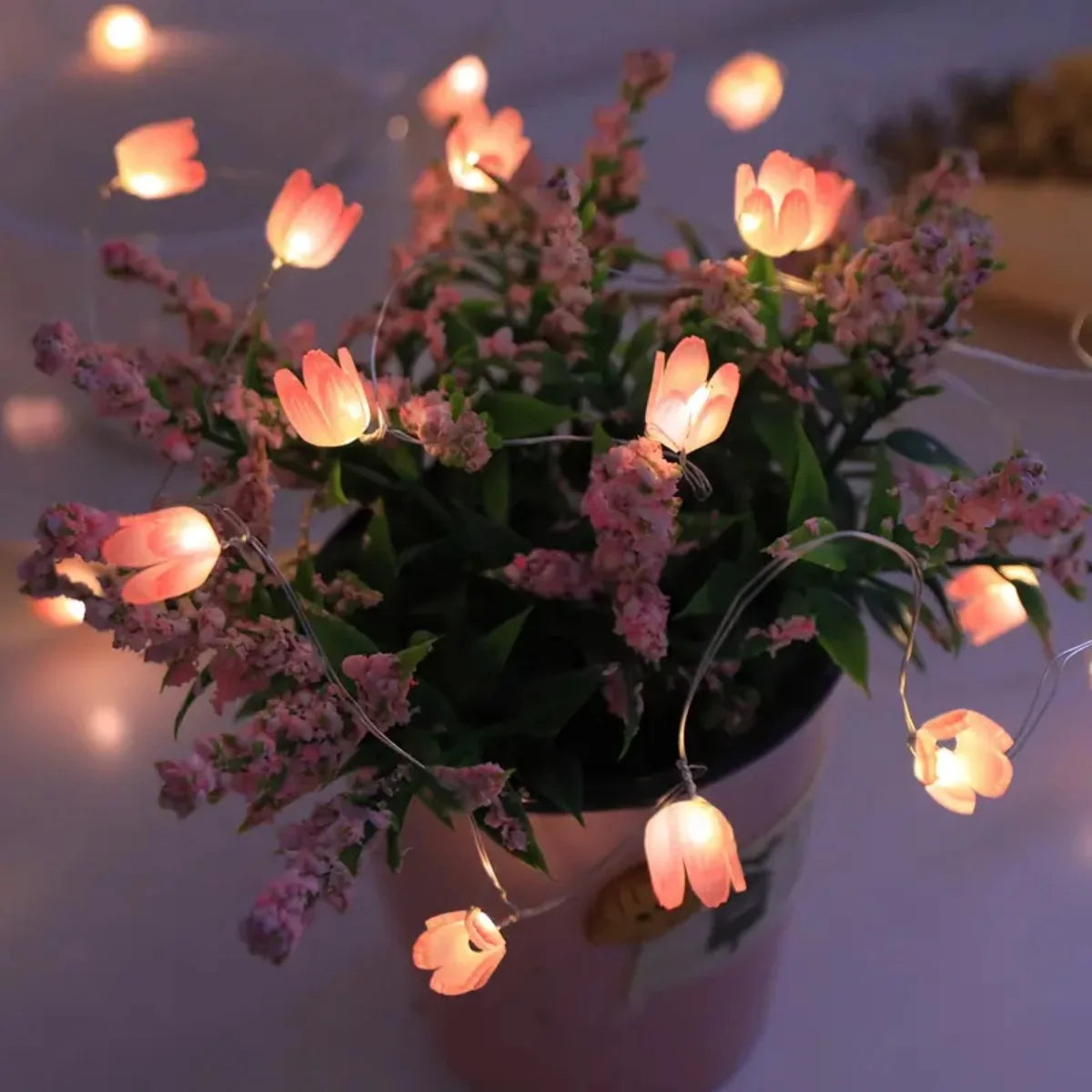 20LED Copper Wire Tulip String Lights – DIY Fairy Decorative Lamp for Home & Party