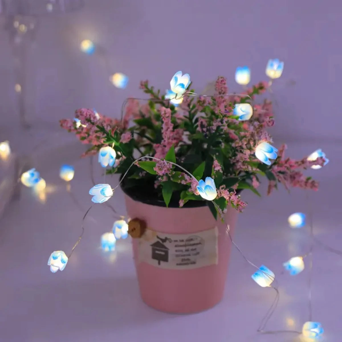 20LED Copper Wire Tulip String Lights – DIY Fairy Decorative Lamp for Home & Party