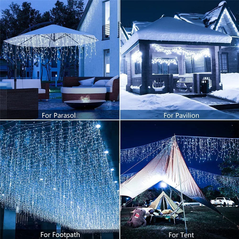 Solar Curtain Icicle Lights – 3.5M Outdoor Fairy String for Garden & Party Decor