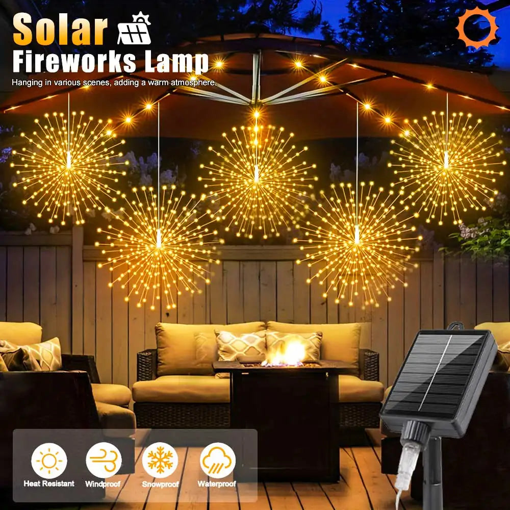 Solar Hanging Firework Lights – 4/5PCS Waterproof Outdoor Fairy Lights
