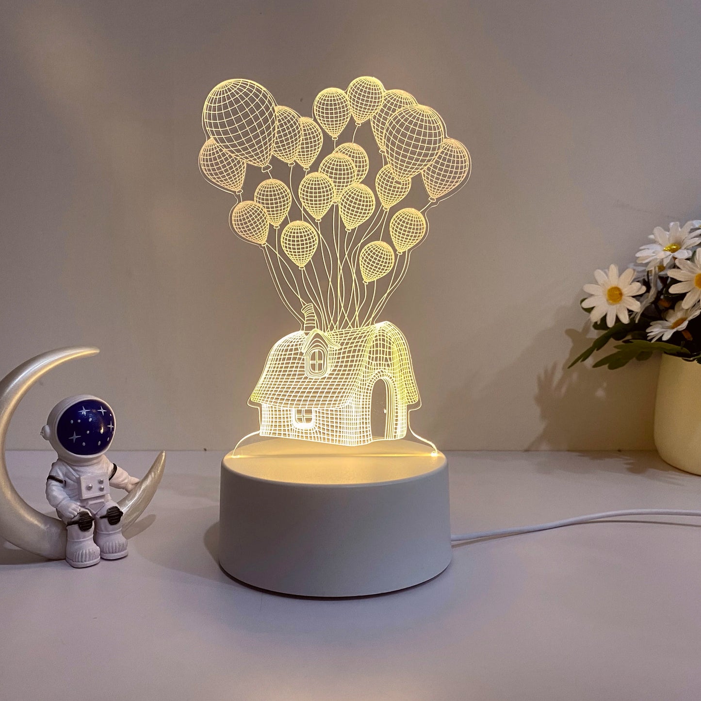 3D Balloon House Night Light – Soft USB Table Lamp & Relaxing Mood Light
