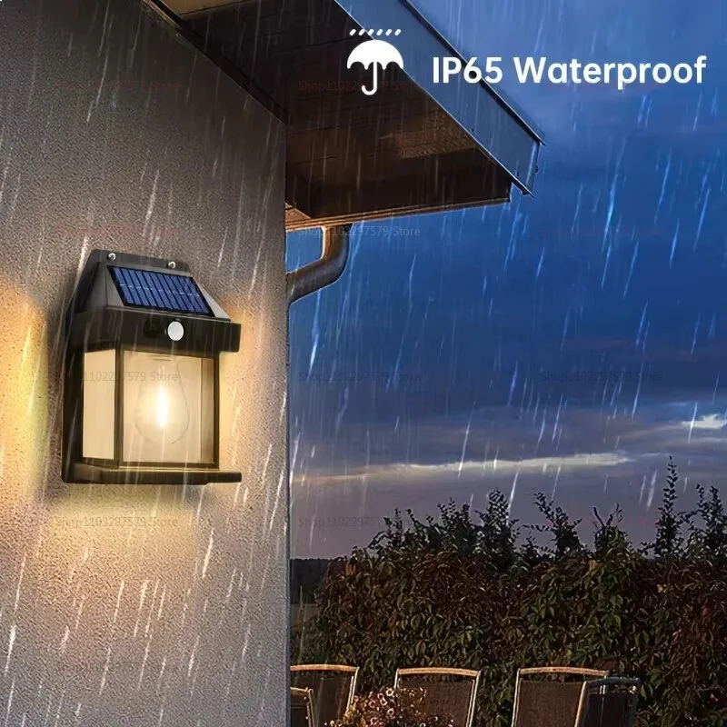 Motion Sensor Solar Wall Lamp – Intelligent Tungsten LED Night Light for Garden & Courtyard