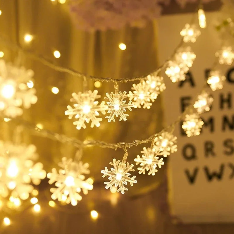 Christmas Snowflake LED String Lights – Fairy Garland Decoration for Home & Holidays