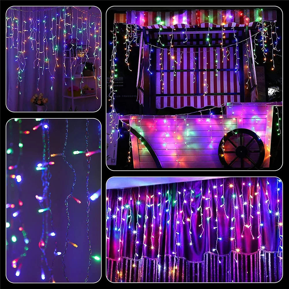 Solar Curtain Icicle Lights – 3.5M Outdoor Fairy String for Garden & Party Decor