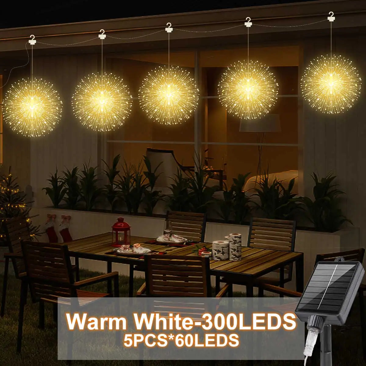 Solar Hanging Firework Lights – 4/5PCS Waterproof Outdoor Fairy Lights
