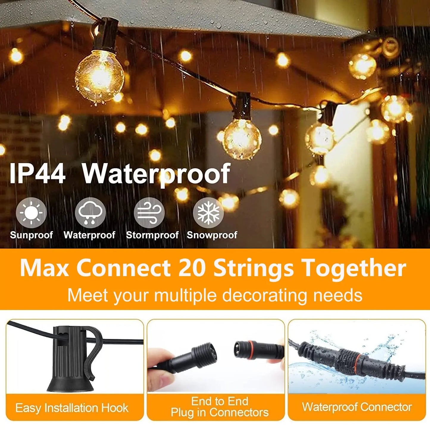 LED G40 Outdoor String Lights – Waterproof Garden & Christmas Decoration
